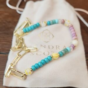 Kendra Scott Ashton Link & Gemstone Beaded Collar Necklace in Gold Tone, 17.5